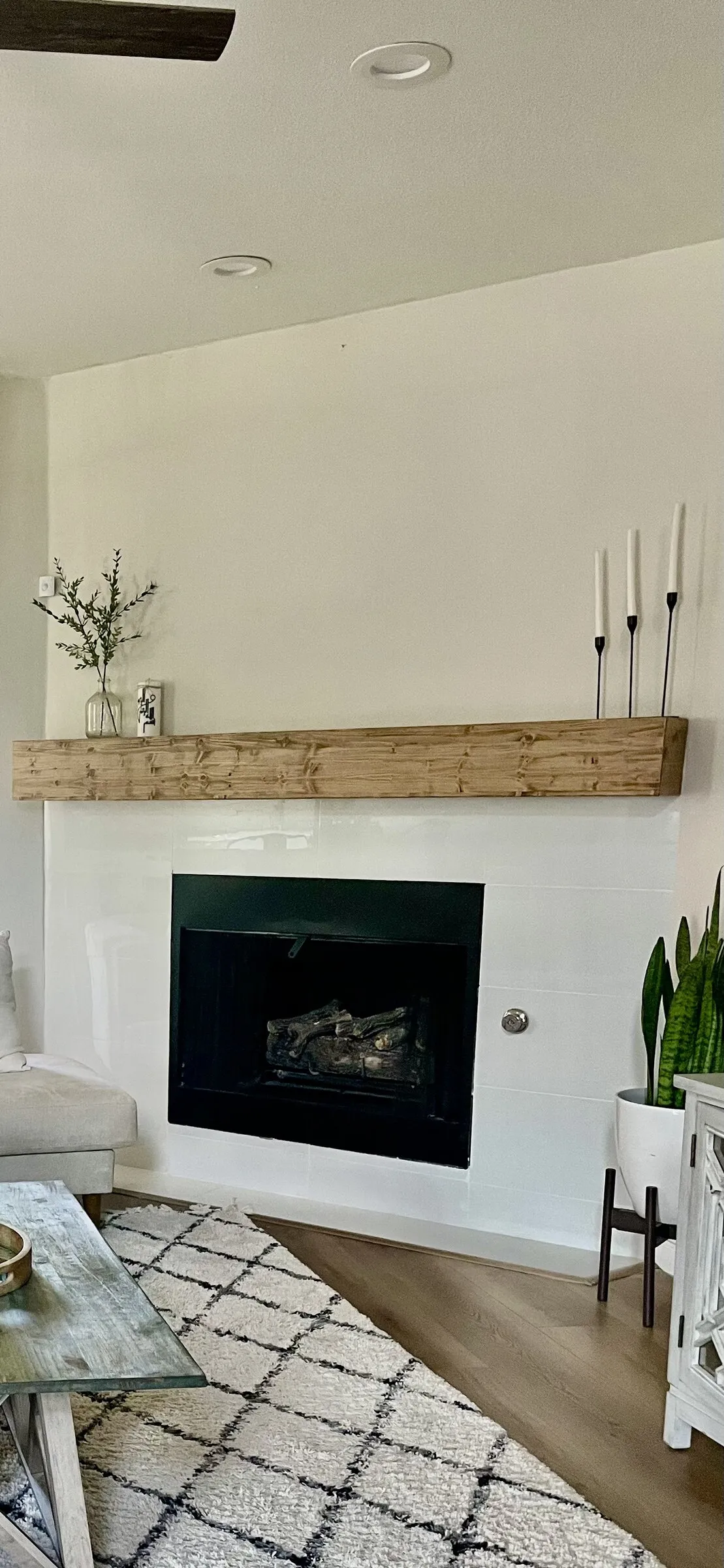 Custom wood fireplace mantel by IonBuilds