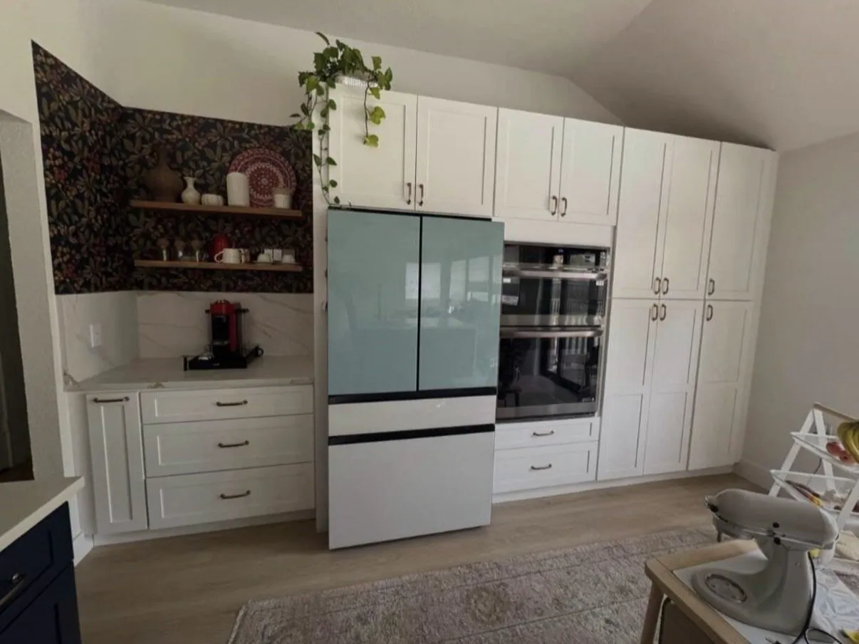 Custom appliance panel and built-in coffee nook by IonBuilds