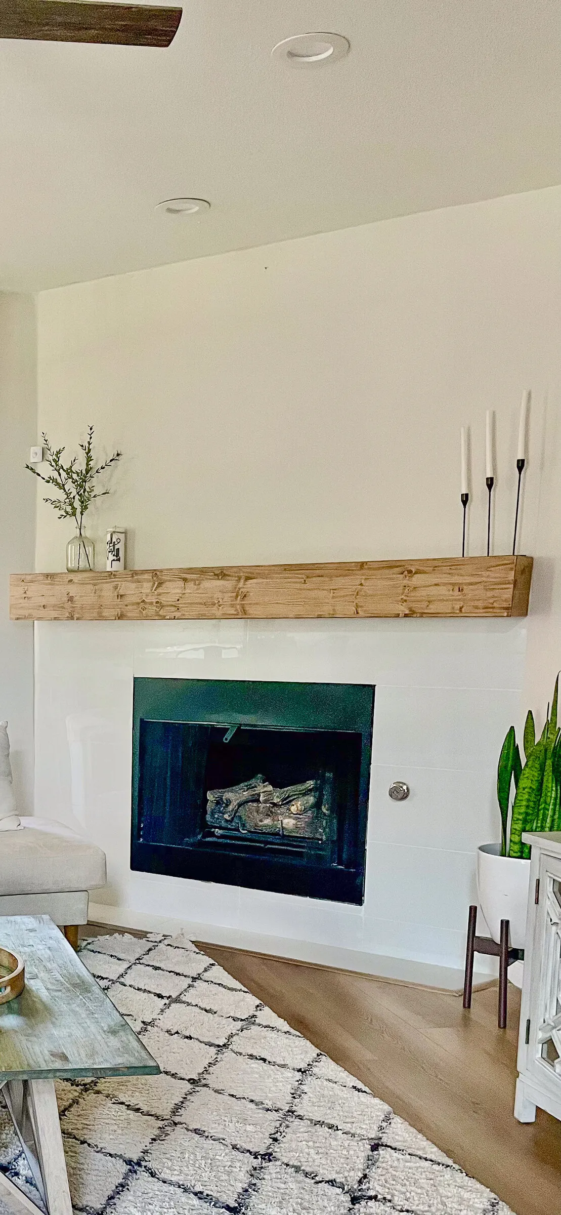 Custom floating fireplace mantel shelf by IonBuilds